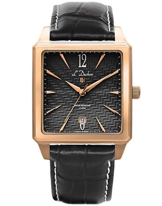 L'Duchen LDuchen D 451.41.21  D 451.41.21 кварцевые мужские часы черный циферблат, браслет кожаный — вид спереди