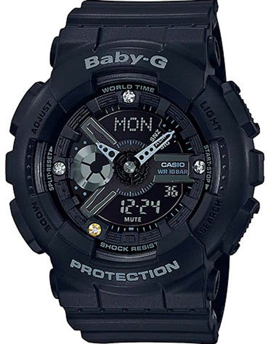 Casio Casio Baby-G BA-135DD-1A  BA-135DD-1AER кварцевые женские часы черный циферблат, браслет пластик — вид спереди