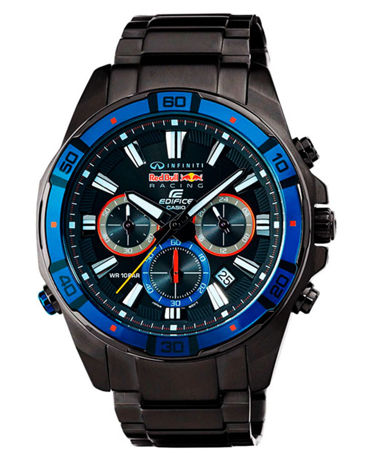 Casio Casio Edifice EFR-534RBK-1A EFR EFR-534RBK-1A кварцевые мужские часы синий циферблат, браслет сталь с ip покрытием — вид спереди