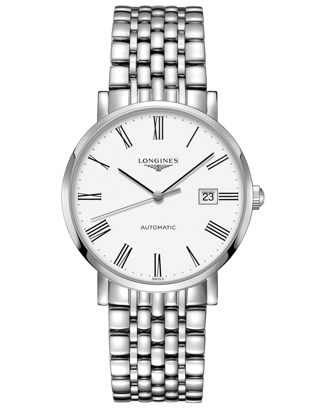 Longines Longines Elegant Collection L4.910.4.11.6  L49104116 механические мужские часы белый циферблат, браслет нержавеющая сталь — вид спереди