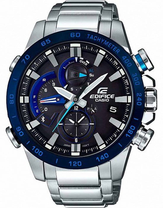 Casio Casio Edifice EQB-800DB-1A EQB EQB-800DB-1A кварцевые мужские часы черный циферблат, браслет нержавеющая сталь — вид спереди