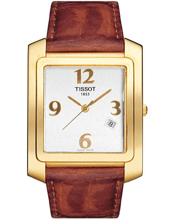 Tissot Tissot T-Gold Sunland T71.3.617.12  T71361712 кварцевые мужские часы белый циферблат, браслет кожаный — вид спереди