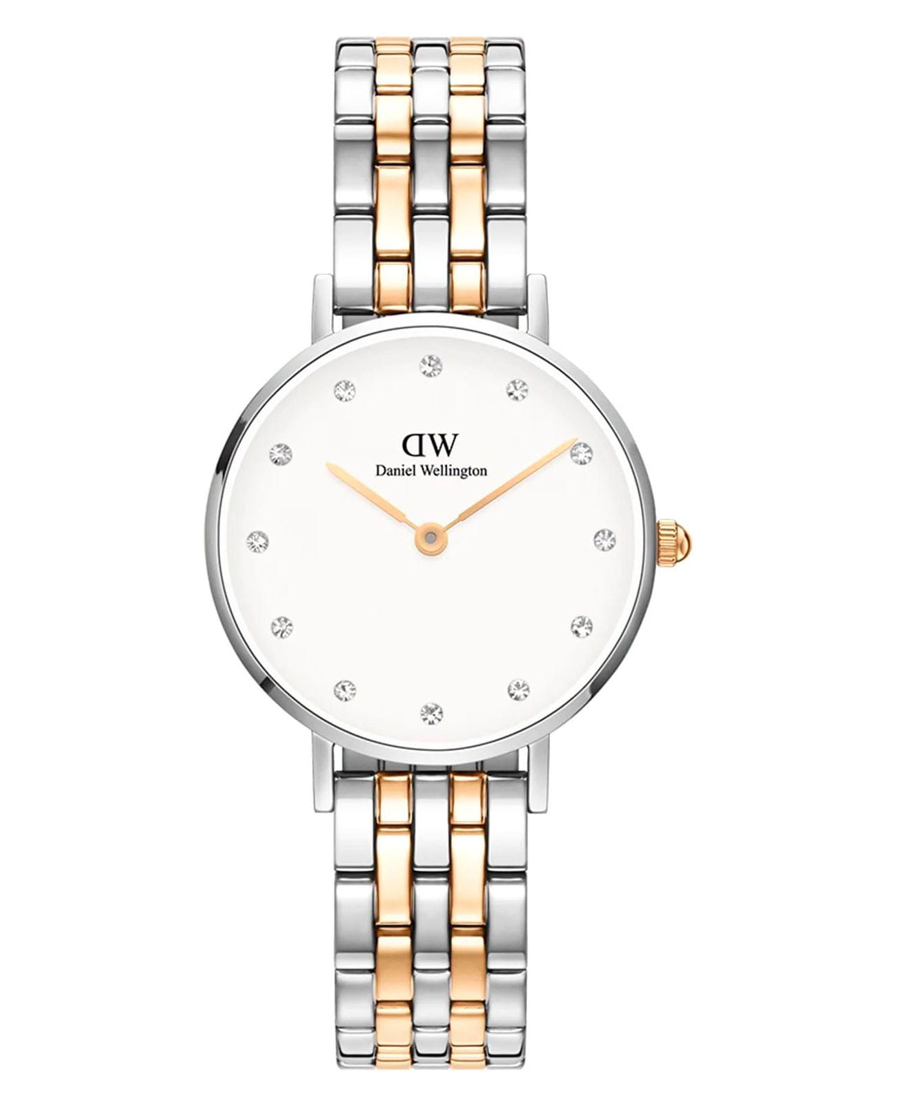 Daniel Wellington Daniel Wellington Petite DW00100616  DW00100616 кварцевые женские часы белый циферблат, браслет сталь c pvd покрытием — вид спереди