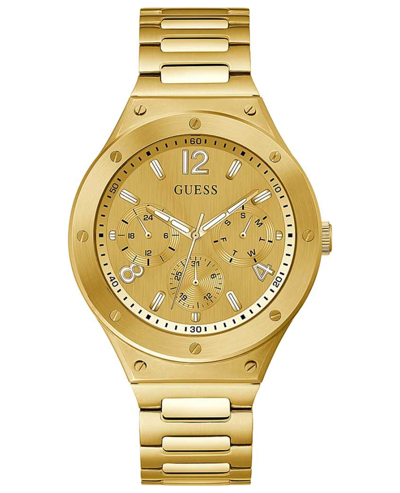 Guess Guess Dress Steel GW0454G2  GW0454G2 кварцевые мужские часы золотой циферблат, браслет сталь с ip покрытием — вид спереди