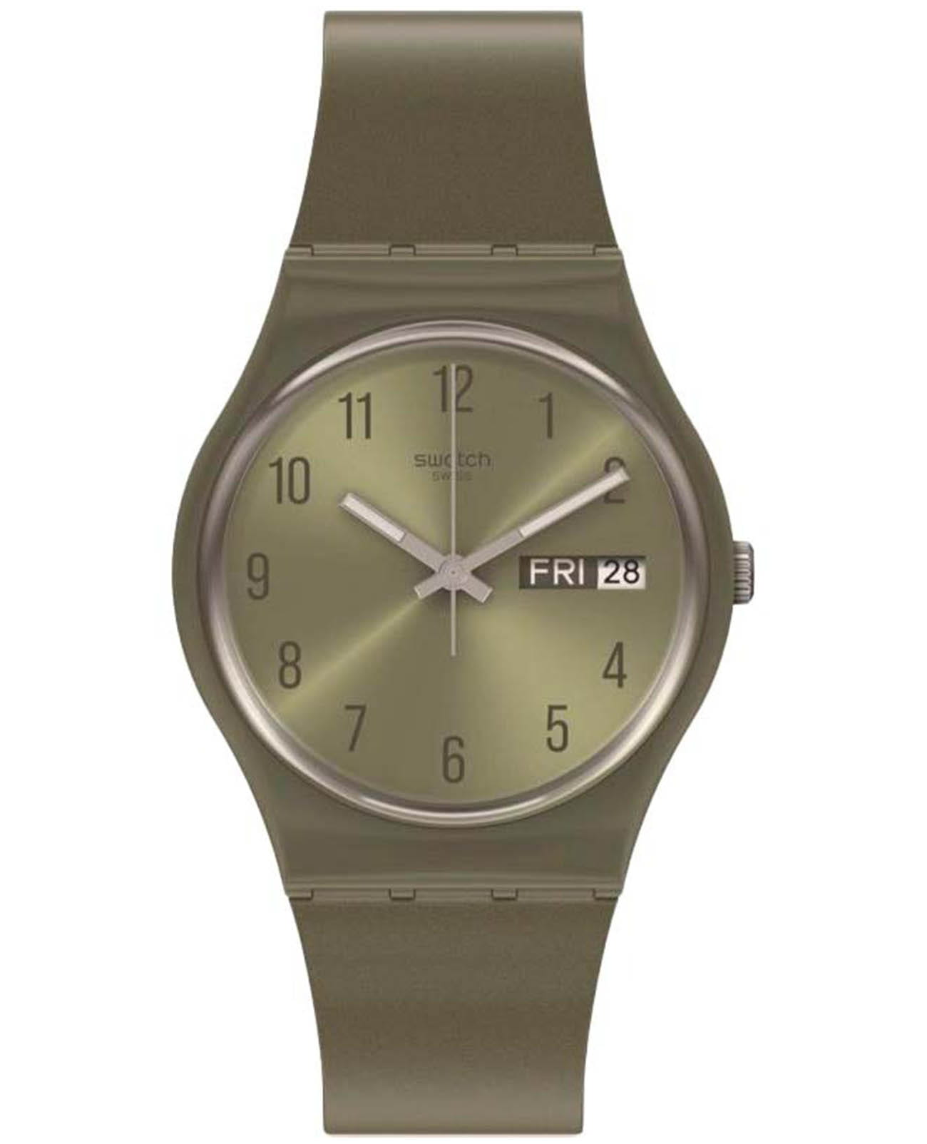 Swatch Swatch Gent Standard GG712  GG712 кварцевые женские часы зеленый циферблат, браслет силикон — вид спереди
