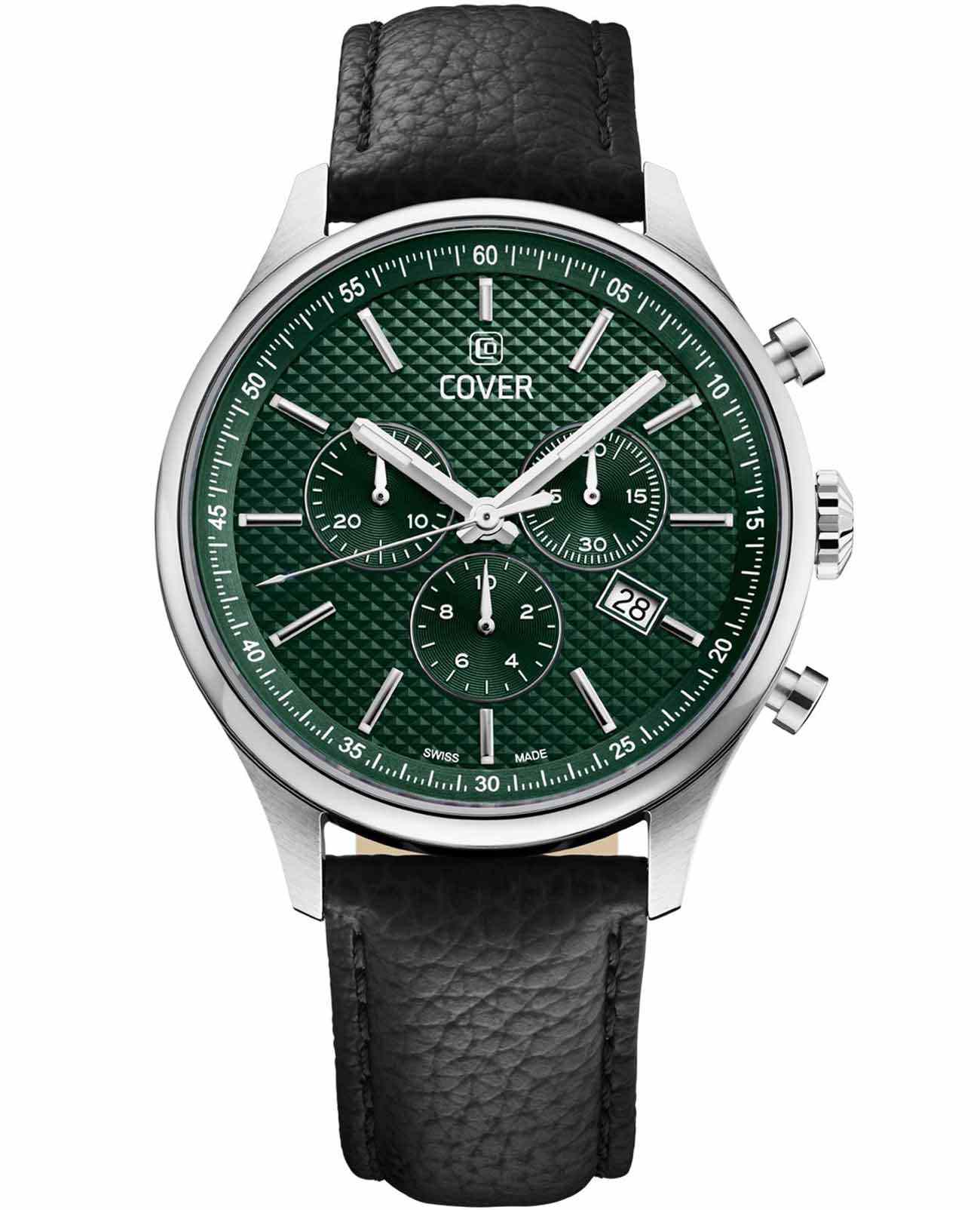Cover Cover Chapman Chrono II CO220.07  CO220.07 кварцевые мужские часы зеленый циферблат, браслет кожаный — вид спереди