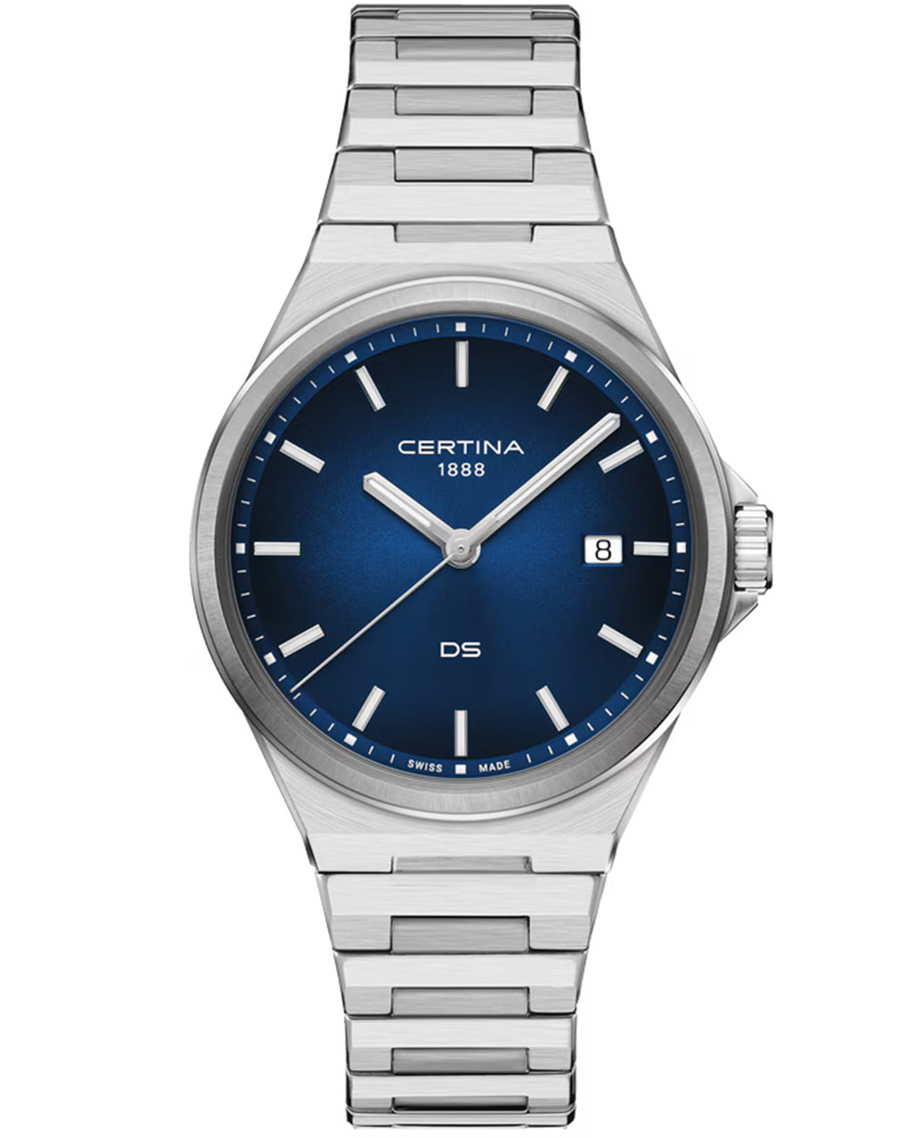Certina Certina DS-7 Quartz C043.410.11.041.00  C0434101104100 кварцевые мужские часы синий циферблат, браслет нержавеющая сталь — вид спереди