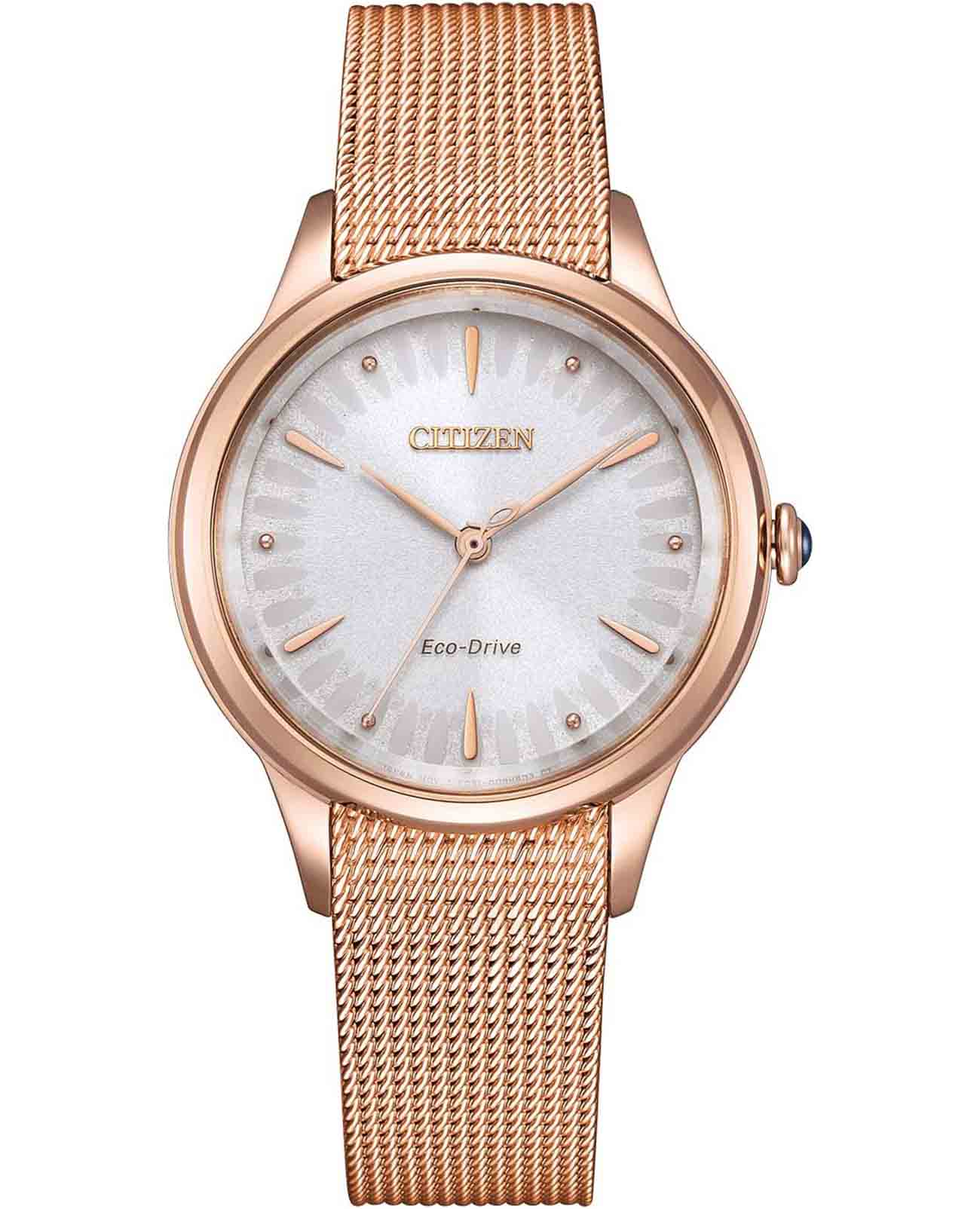 Citizen Citizen Citizen L EM1153-88A  EM1153-88A кварцевые женские часы серебристый циферблат, браслет нержавеющая сталь с ip-покрытием — вид спереди