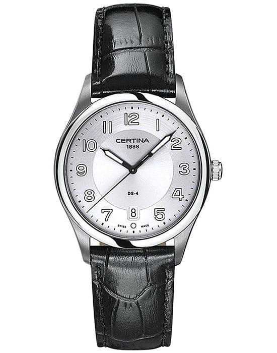 Certina Certina C022.410.16.030.00  C0224101603000 кварцевые мужские часы серебристый циферблат, браслет кожаный — вид спереди