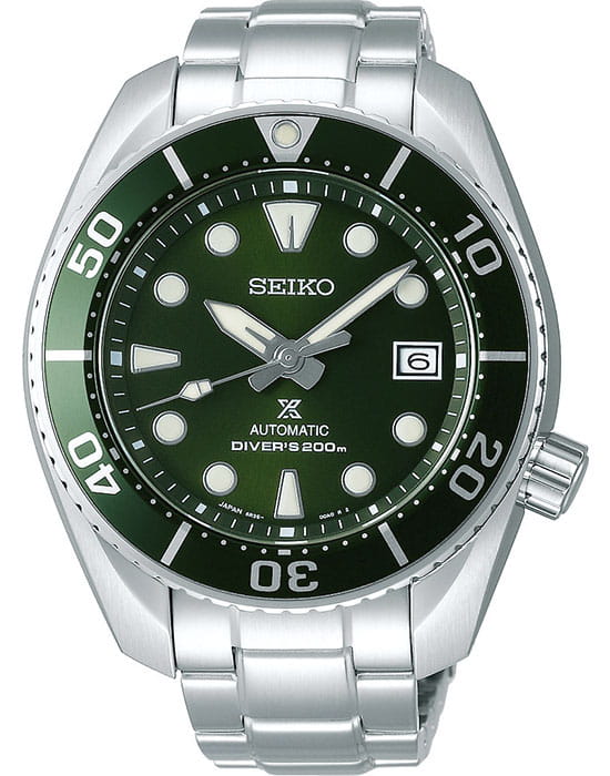 Seiko Seiko Prospex SPB103J1  SPB103J1 механические мужские часы зеленый циферблат, браслет нержавеющая сталь — вид спереди