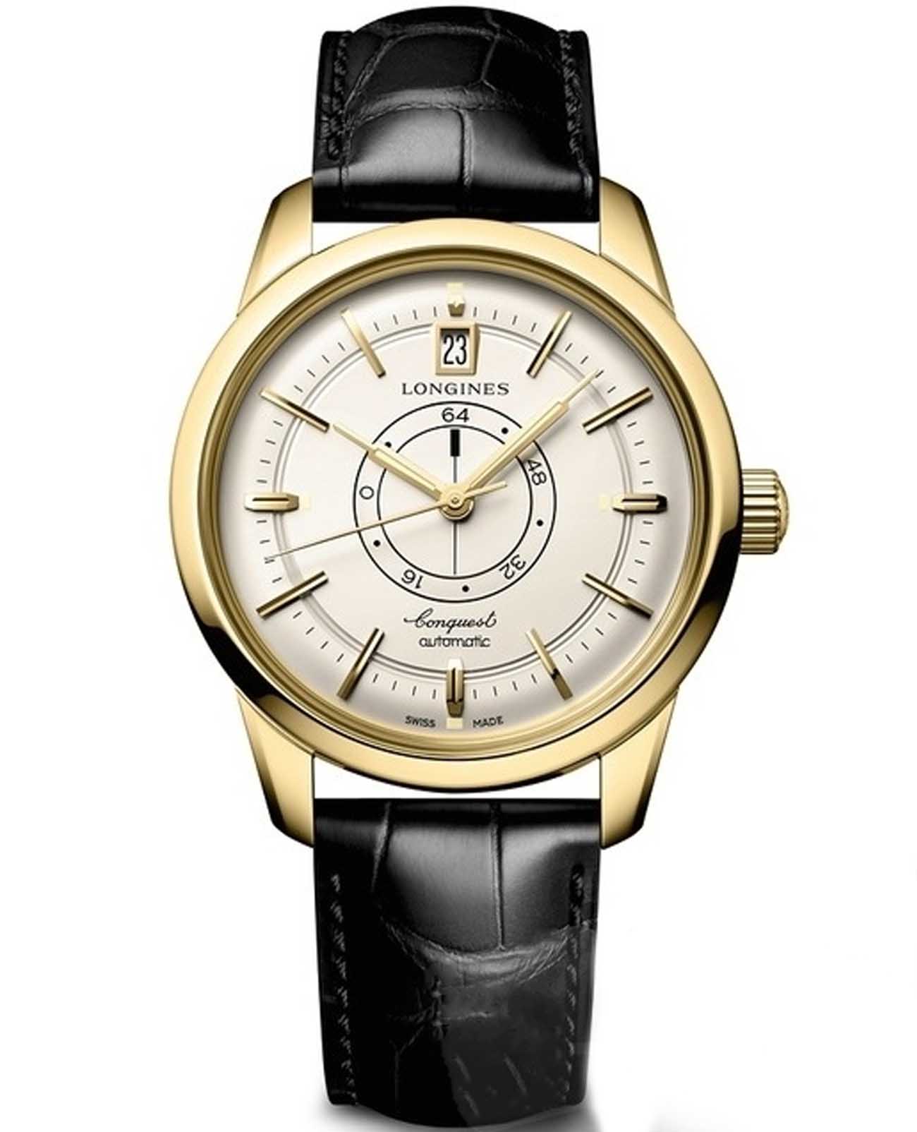 Longines Longines Heritage L1.648.6.78.2  L16486782 механические мужские часы белый циферблат, браслет кожаный — вид спереди