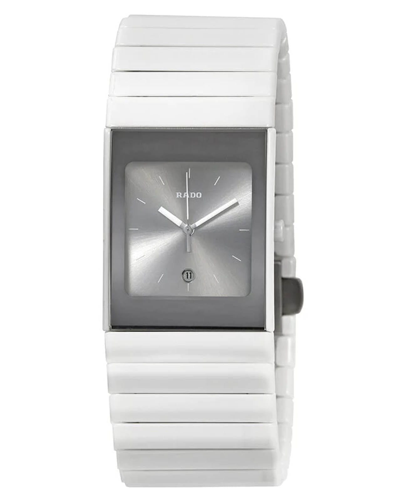 Rado Rado Ceramica R21588102  R21588102 кварцевые женские часы серебристый циферблат, браслет высокотехнологичная керамика — вид спереди