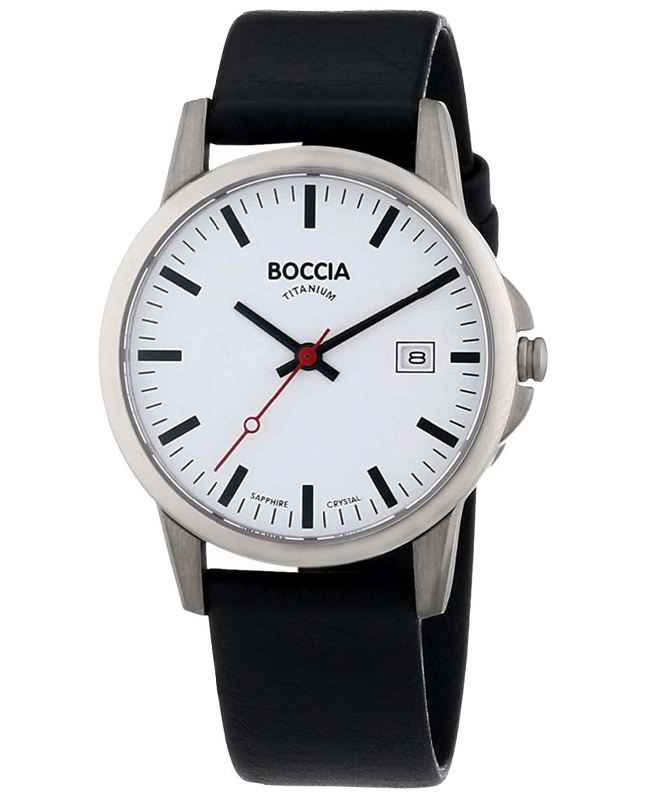 Boccia Titanium Boccia Titanium Circle-Oval 3625-05  3625-05 кварцевые мужские часы белый циферблат, браслет кожаный — вид спереди