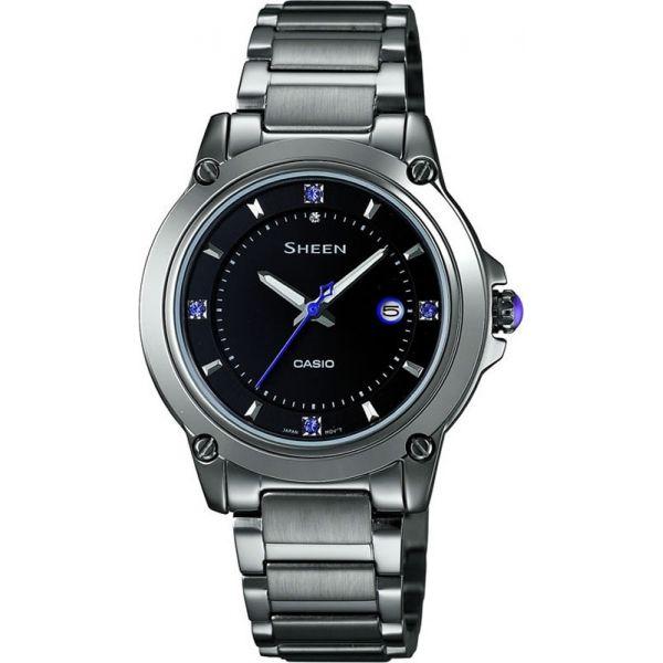Casio Casio Sheen SHE-4507BD-1A  SHE-4507BD-1A кварцевые женские часы черный циферблат, браслет  — вид спереди