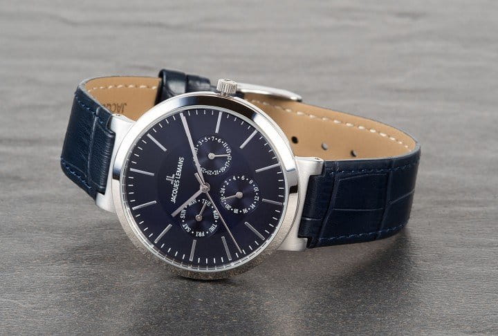 Jacques Lemans Jacques Lemans 1-1950C,  австрия мужские часы на браслете кожаный боковой вид