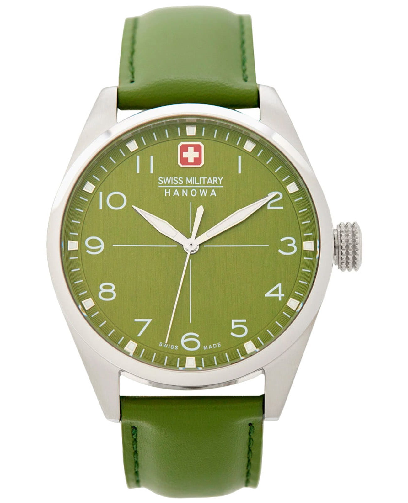 Swiss Military Hanowa Swiss Military Hanowa Driver SMWGA7000903  SMWGA7000903 кварцевые мужские часы зеленый циферблат, браслет кожаный — вид спереди
