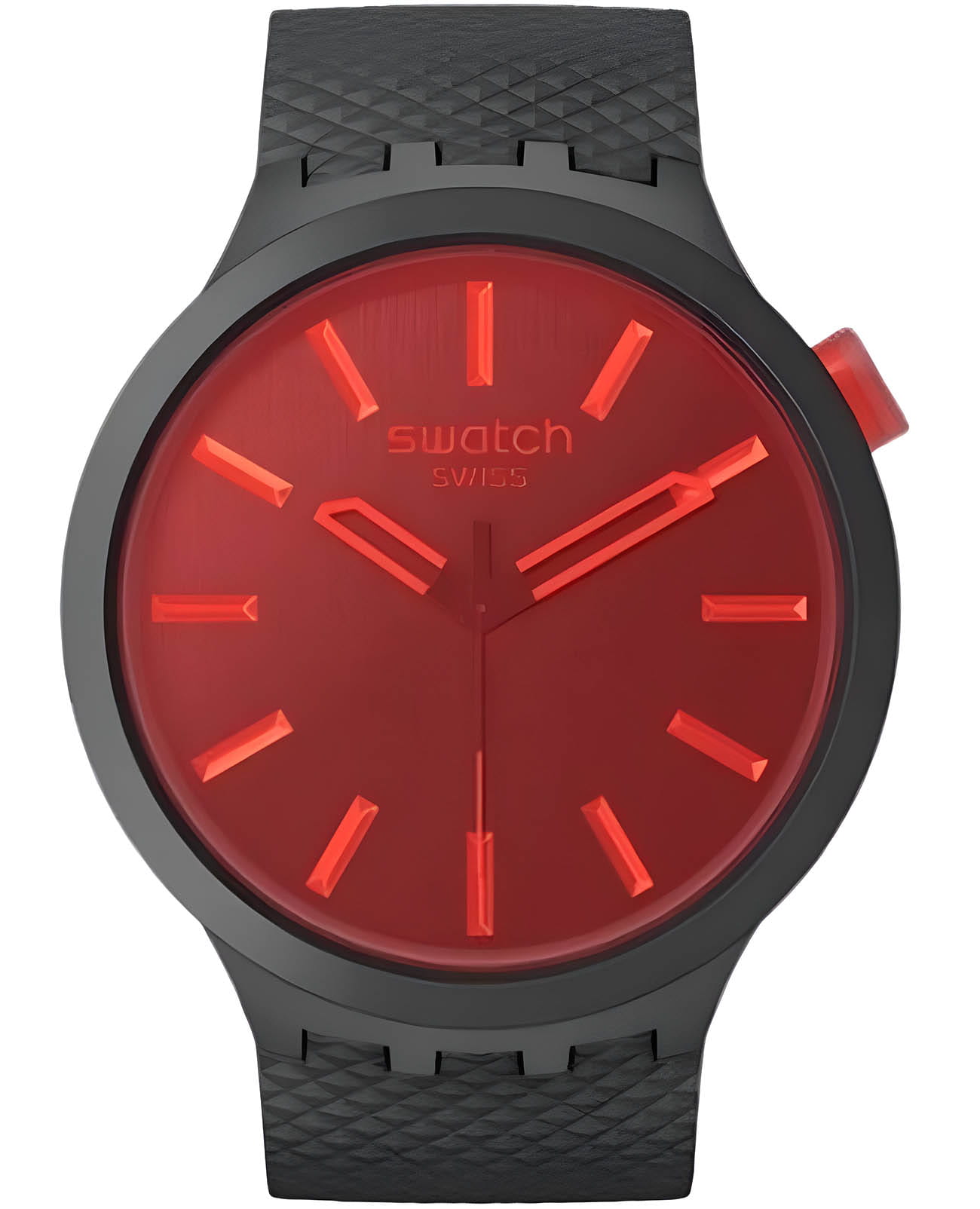 Swatch Swatch Big Bold Biosourced Standard SB05B111  SB05B111 кварцевые мужские часы красный циферблат, браслет биоматериал — вид спереди