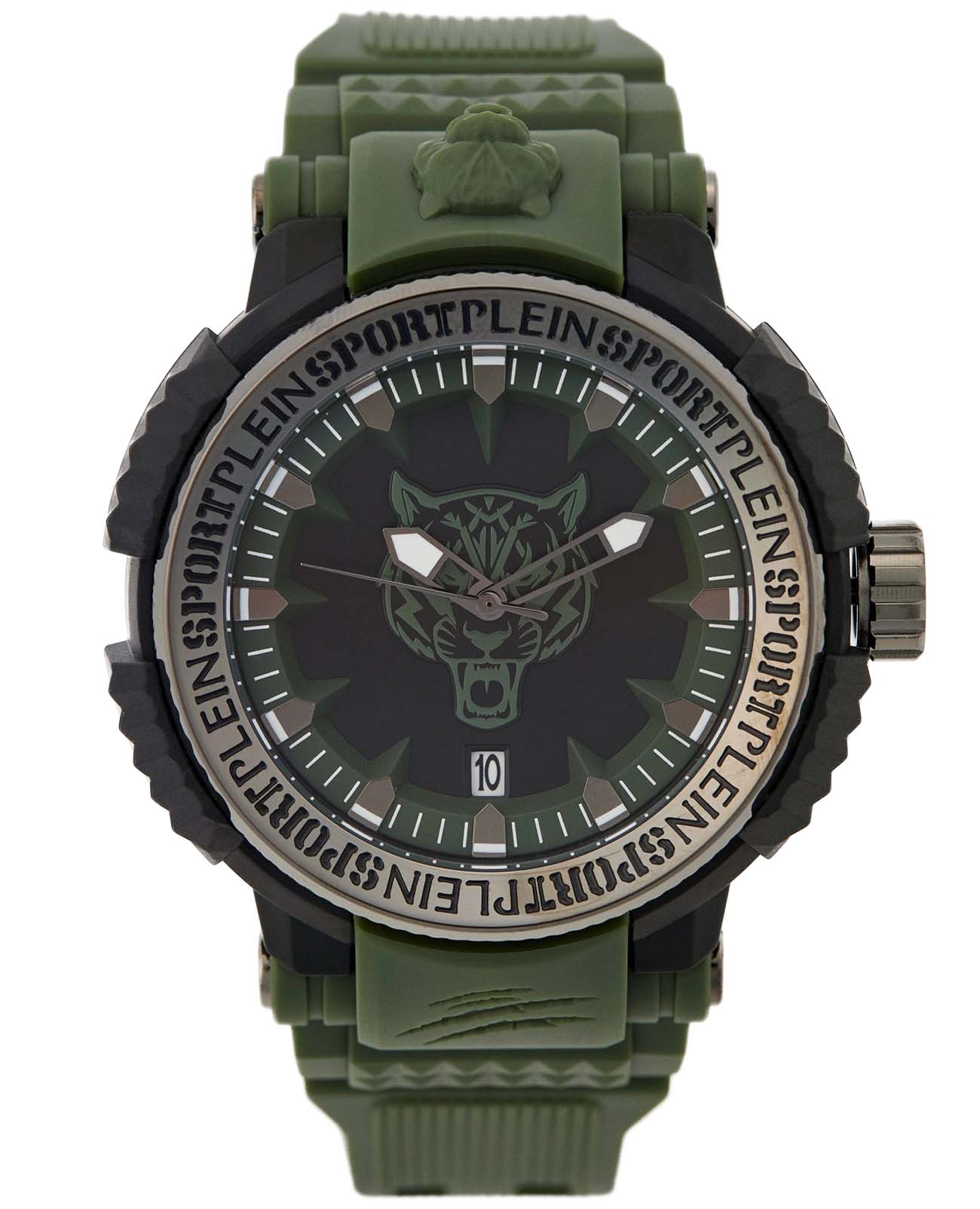 Plein Sport Plein Sport Tiger Power PSEDA0524  PSEDA0524 кварцевые мужские часы черный циферблат, браслет силикон — вид спереди