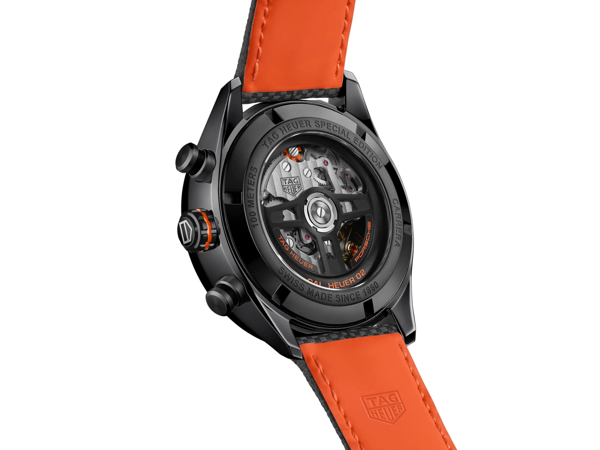 TAG Heuer TAG Heuer Carrera X Porsche Orange Racing CBN2A1M.FC6526, carrera швейцария мужские часы на браслете кожаный боковой вид