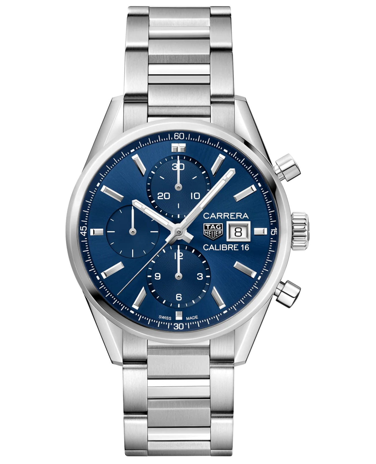 TAG Heuer TAG Heuer Carrera CBK2112.BA0715  CBK2112.BA0715 механические мужские часы синий циферблат, браслет нержавеющая сталь — вид спереди