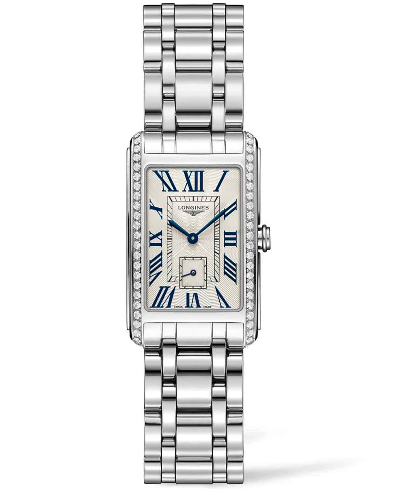 Longines Longines DolceVita L5.512.0.71.6  L55120716 кварцевые женские часы серебристый циферблат, браслет нержавеющая сталь — вид спереди