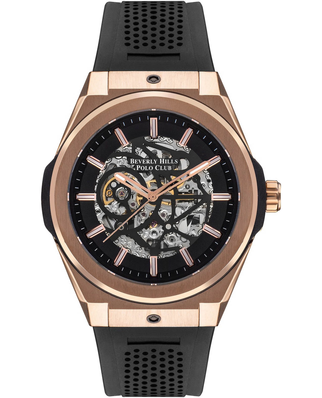 Beverly Hills Polo Club Beverly Hills Polo Club BP3636X.451  BP3636X.451 механические мужские часы черный циферблат, браслет каучук — вид спереди