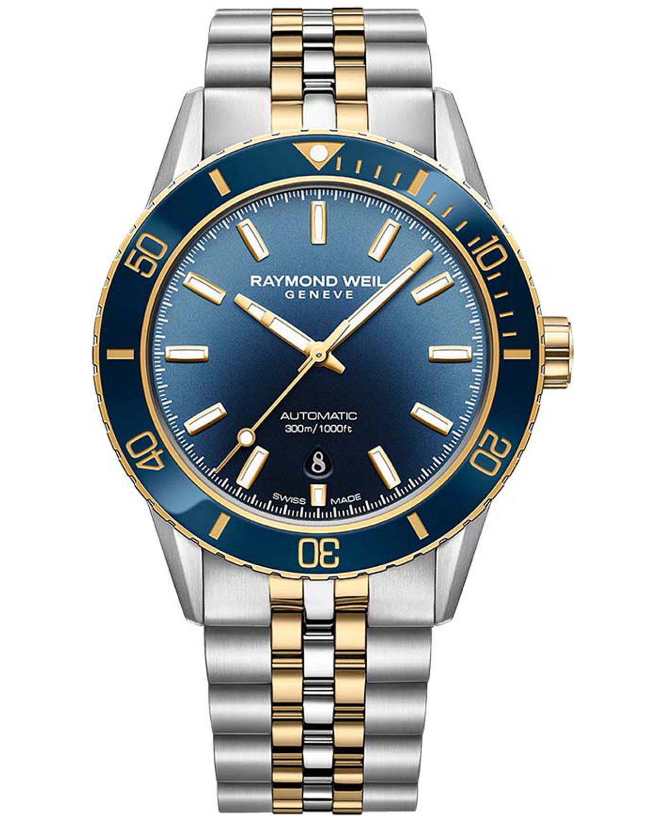 Raymond Weil Raymond Weil 2775-SP3-50051  2775-SP3-50051 механические мужские часы синий циферблат, браслет нержавеющая сталь с pvd-покрытием — вид спереди
