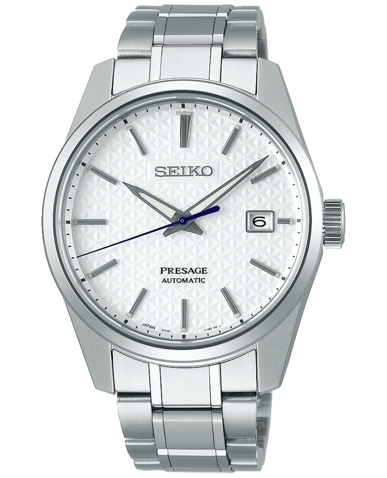 Seiko Seiko Presage Sharp Edged Series SPB165 Sharp Edged SPB165 механические мужские часы белый циферблат, браслет нержавеющая сталь — вид спереди
