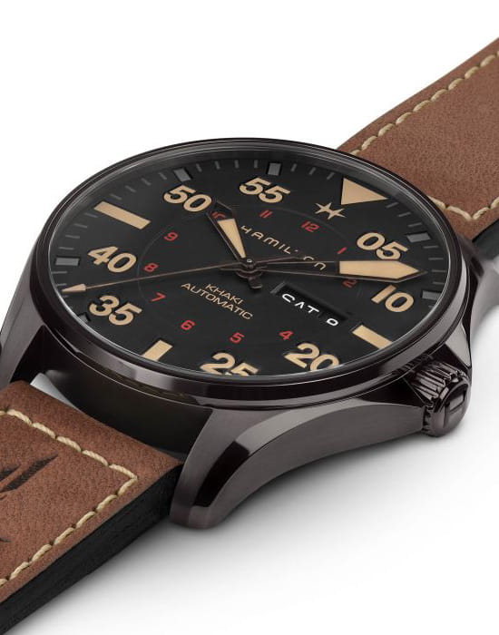 Hamilton Hamilton Khaki Aviation Pilot Day Date Auto H64705531, khaki aviation швейцария мужские часы на браслете кожаный боковой вид
