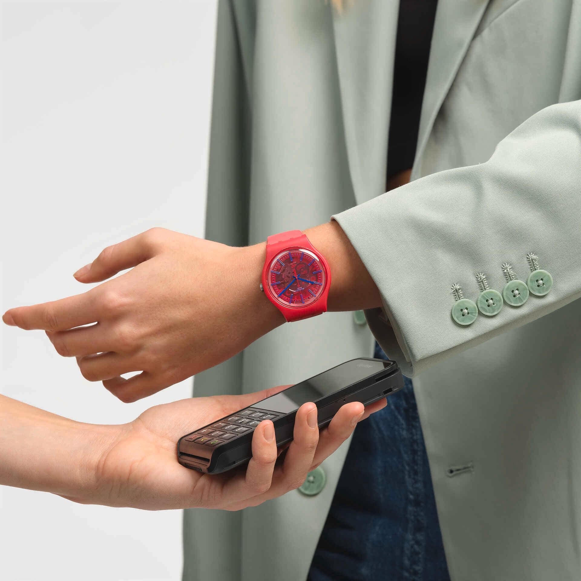 Оригинальные часы Swatch Swatch New Gent Biosourced Swatch Pay! SO29R107-5300 кварцевые калибр механизма  общий вид