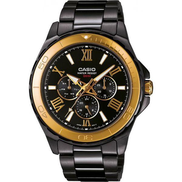Casio Casio MTD MTD-1075BK-1A9  MTD-1075BK-1A9  мужские часы черный циферблат, браслет  — вид спереди
