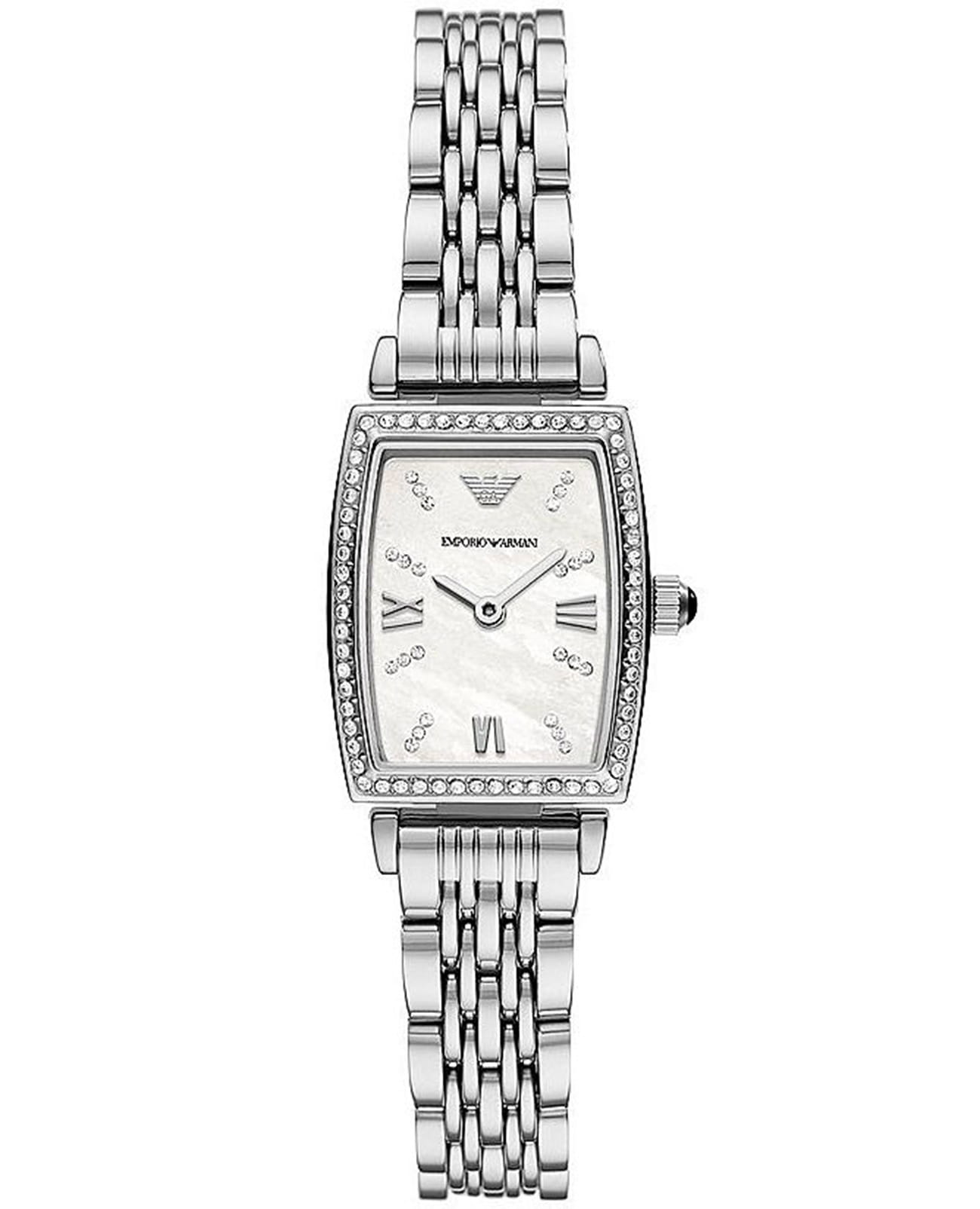 Emporio Armani Emporio Armani Gianni T-Bar AR11405  AR11405 кварцевые женские часы белый циферблат, браслет нержавеющая сталь — вид спереди