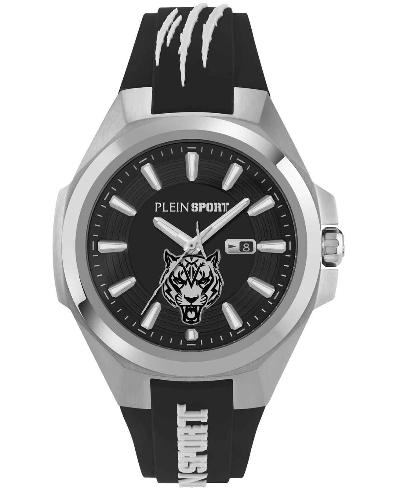 Plein Sport Plein Sport PS7BA0124  PS7BA0124 кварцевые мужские часы черный циферблат, браслет силикон — вид спереди