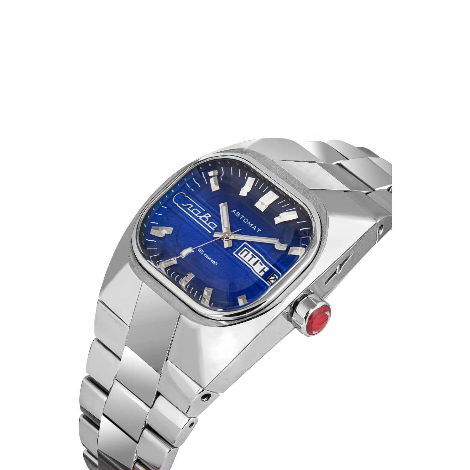 Слава Слава Танк 4320688/100-2427 механические мужские часы часы крупный план синий циферблата