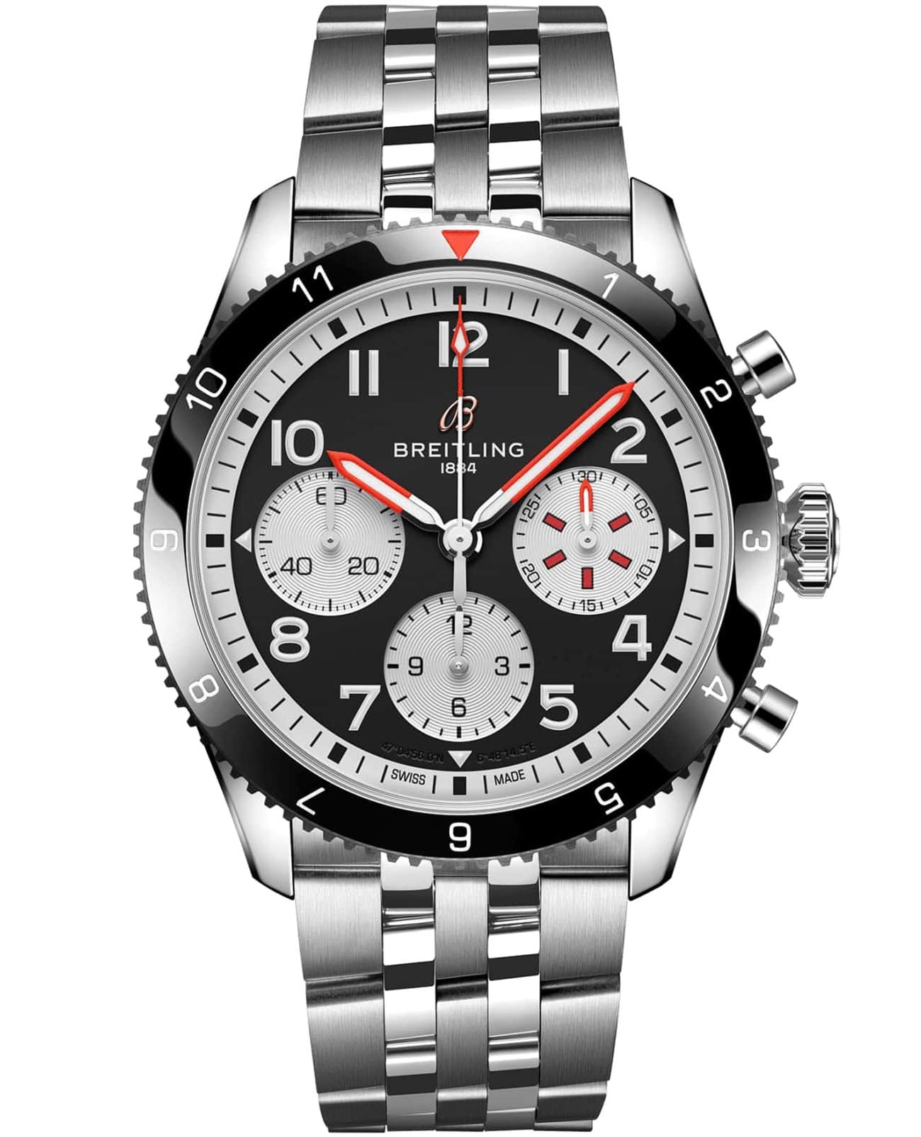 Breitling Breitling Classic Avi Chronograph 42 Mosquito Y233801A1B1A1  Y233801A1B1A1 механические мужские часы черный циферблат, браслет нержавеющая сталь — вид спереди