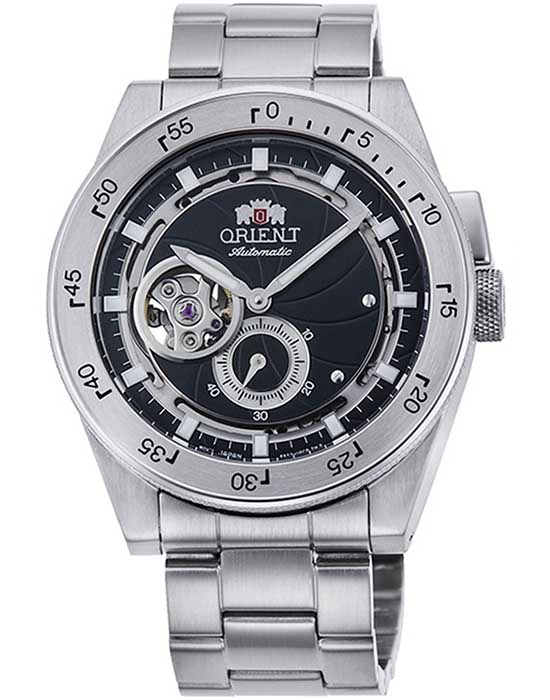 Orient Orient Revival RA-AR0201B (RN-AR0201B)  RA-AR0201B механические мужские часы черный циферблат, браслет нержавеющая сталь — вид спереди