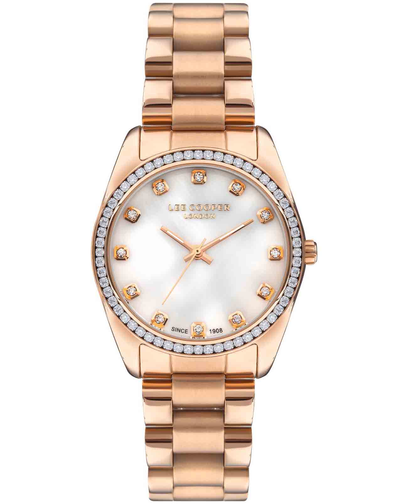 Lee Cooper Lee Cooper LC07478.420  LC07478.420 кварцевые женские часы перламутровый циферблат, браслет нержавеющая сталь с ip-покрытием — вид спереди