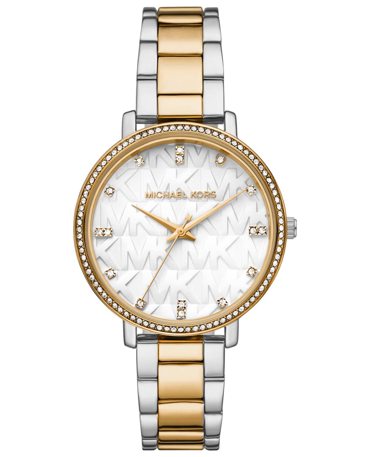 Michael Kors Michael Kors Runway Slim MK4595  MK4595 кварцевые женские часы белый циферблат, браслет сталь с ip покрытием — вид спереди