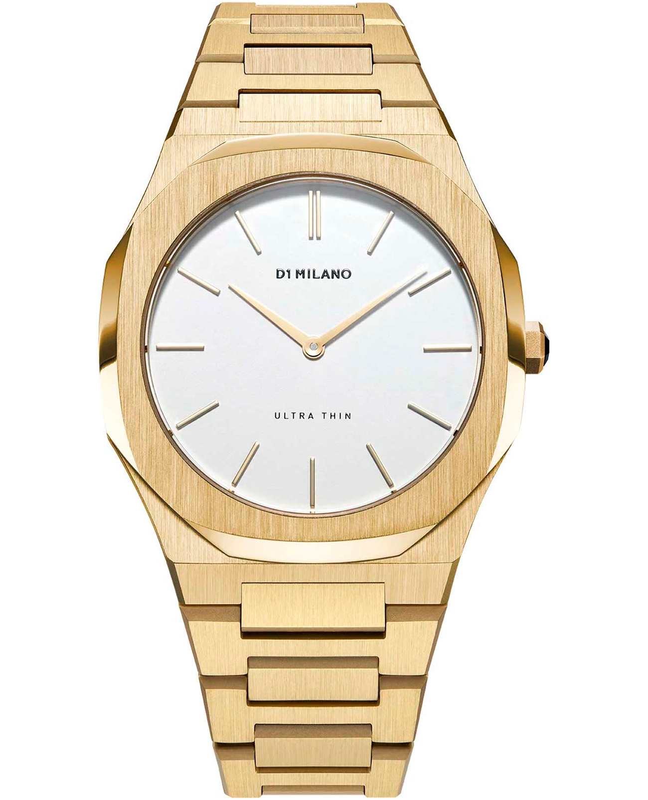 D1 Milano D1 Milano Ultra Thin UTBL03  UTBL03 кварцевые женские часы белый циферблат, браслет нержавеющая сталь с pvd-покрытием — вид спереди