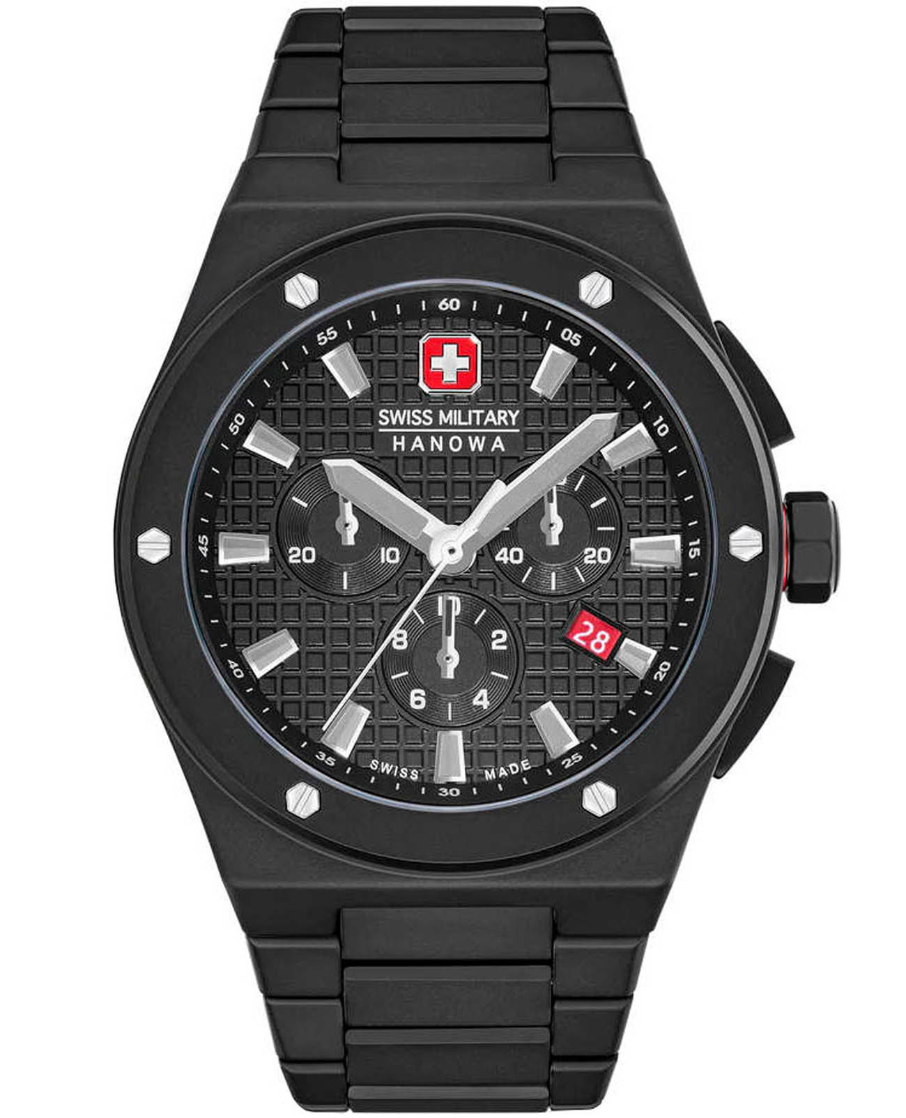 Swiss Military Hanowa Swiss Military Hanowa Sidewinder Ceramic SMWGI0002280  SMWGI0002280 кварцевые мужские часы черный циферблат, браслет керамика — вид спереди