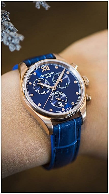 Certina Certina DS-8 Lady Chronograph C033.234.36.048.00, sport швейцария женские часы на браслете кожаный боковой вид