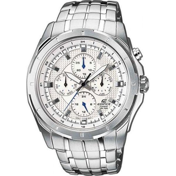 Casio Casio Edifice EF-328D-7A EF EF-328D-7A автокварц (кинетик) мужские часы белый циферблат, браслет нержавеющая сталь — вид спереди