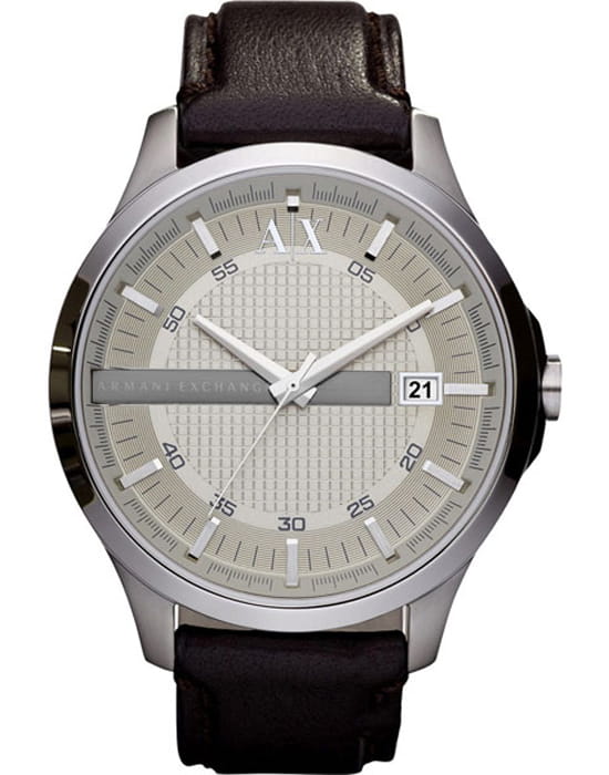 Armani Exchange Armani Exchange Hampton AX2100  AX2100 кварцевые мужские часы  циферблат, браслет кожаный — вид спереди