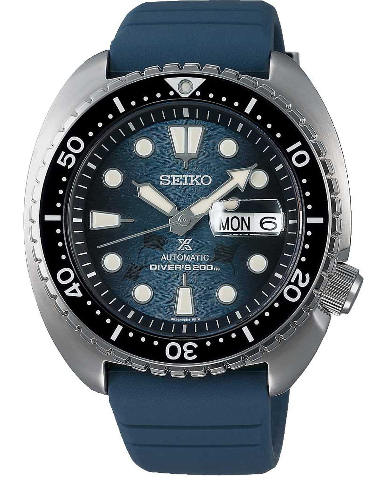 Seiko Seiko Prospex SRPF77K1  SRPF77K1 механические мужские часы синий циферблат, браслет каучук — вид спереди