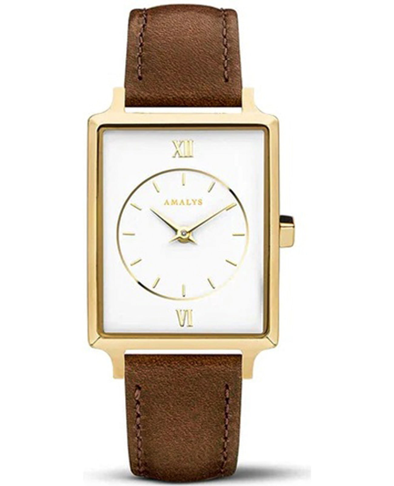 Amalys Amalys Hepburn AMW-130  AMW-130 кварцевые женские часы белый циферблат, браслет кожаный — вид спереди