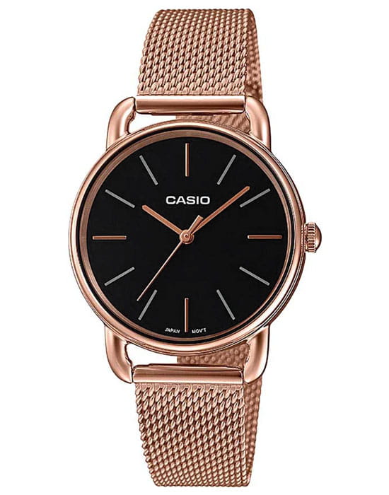 Casio Casio Collection LTP-E412MPG-1A  LTP-E412MPG-1A кварцевые женские часы черный циферблат, браслет нержавеющая сталь с ip-покрытием — вид спереди
