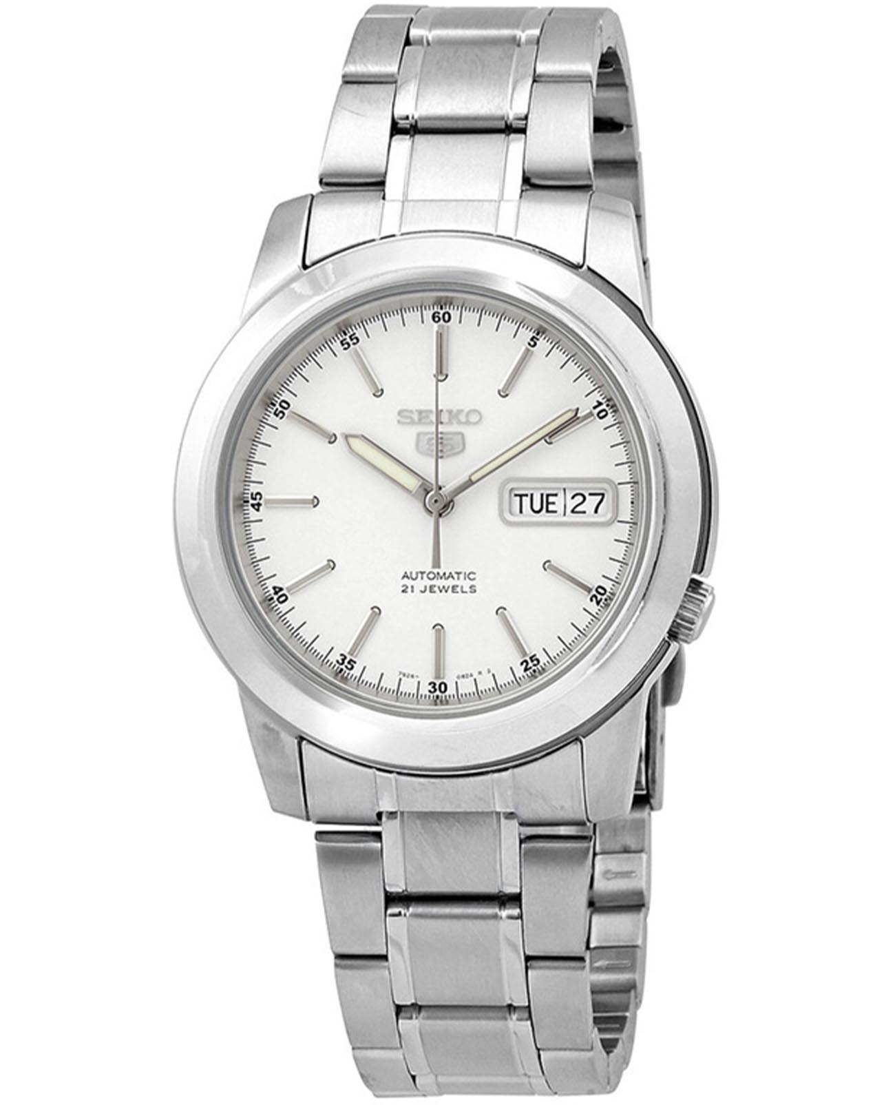 Seiko Seiko 5 Regular SNKE49K1  SNKE49K1 механические мужские часы белый циферблат, браслет нержавеющая сталь — вид спереди
