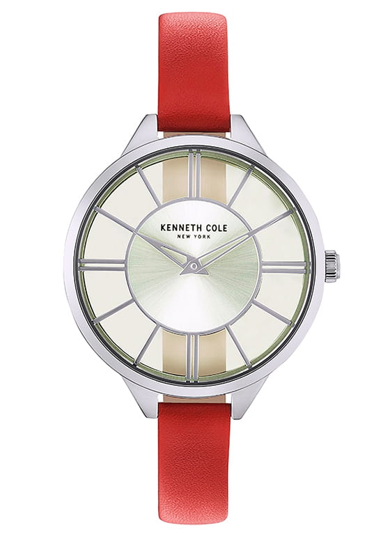 Kenneth Cole Kenneth Cole Transparency KC50538004  KC50538004 кварцевые женские часы серебристый циферблат, браслет кожаный — вид спереди