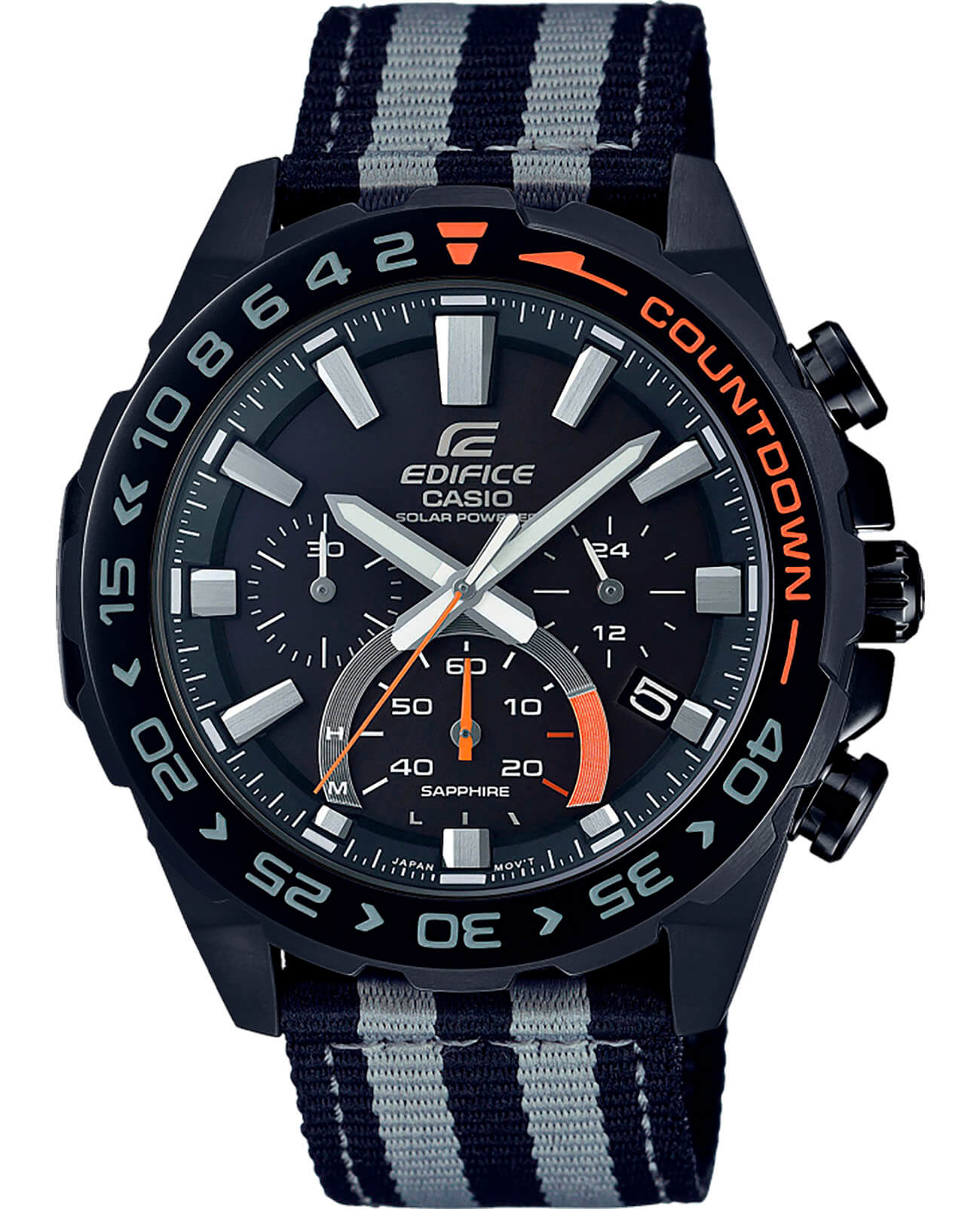 Casio Casio Edifice EFS-S550BL-1A EFS EFS-S550BL-1A кварцевые мужские часы черный циферблат, браслет тканевый — вид спереди