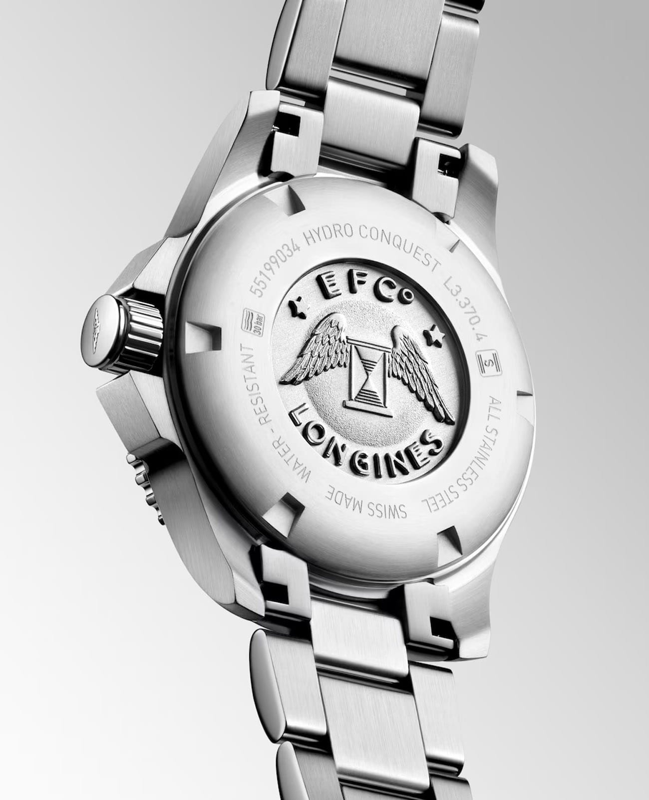 Longines Longines HydroConquest L3.370.4.96.6, hydroconquest швейцария женские часы на браслете нержавеющая сталь боковой вид